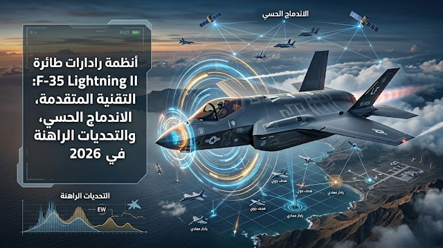 أنظمة رادارات طائرة F-35 Lightning II: التقنية المتقدمة، الاندماج الحسي، والتحديات الراهنة في 2026